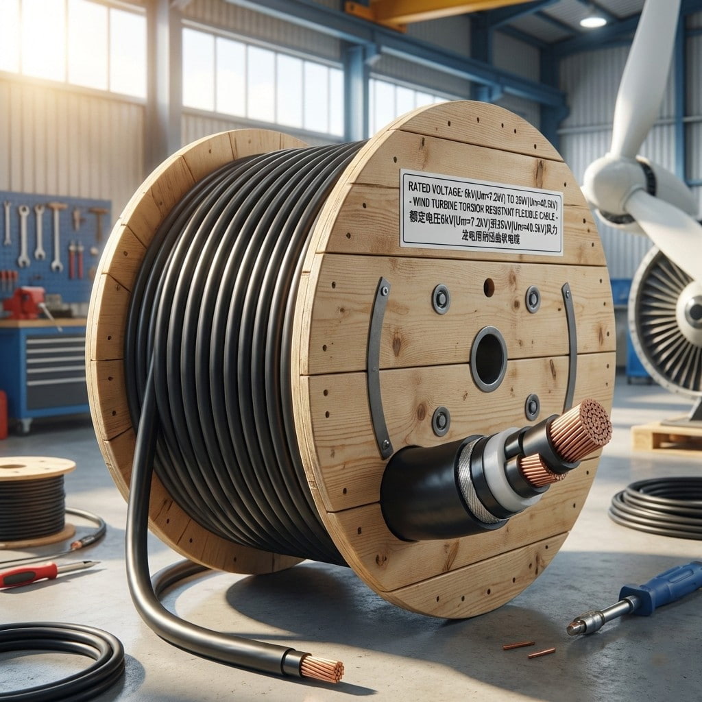 风力发电用抗扭转柔性电缆,额定电压 6kV（Um=7。2kV）至 35kV（Um=40。5kV）