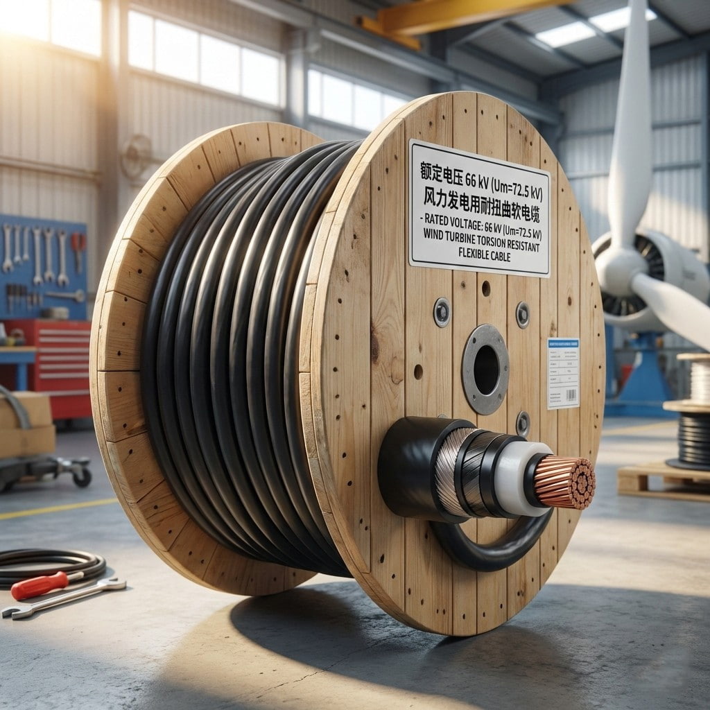 风力发电用抗扭转柔性电缆,额定电压 66kV（Um=72。5kV）